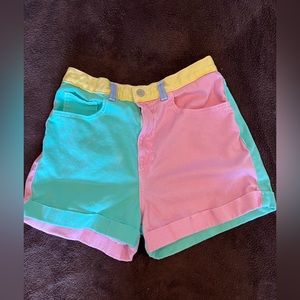 American apparel color block high waisted shorts